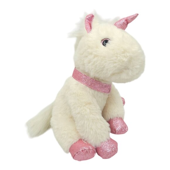 Unicorn Plush Sparkle Shimmer Pink Collar Horn Feet 10.5" Stuffed Animal Toy - Picture 8 of 13